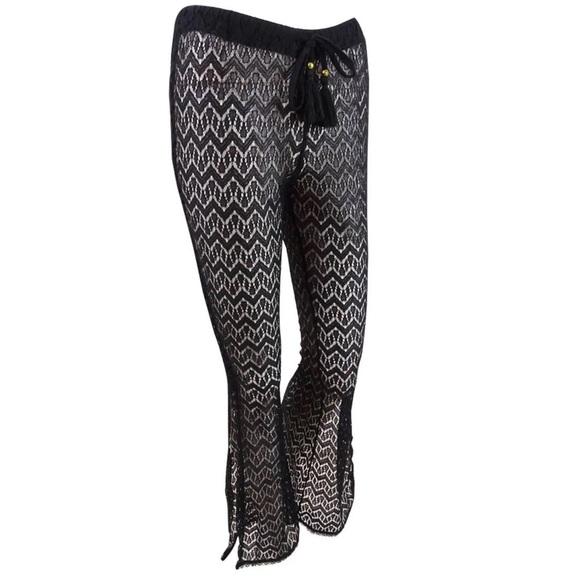 Black Crochet Festival Swim Cover-up Pants - Picture 12 of 12